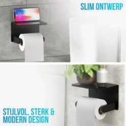 Strex WC Rolhouder Met Plankje - Zwart - Zelfklevend / Boren / Zonder Boren - Toiletrolhouder - WC Papier Houder 14 Strex WC Rolhouder Met Plankje - Zwart - Zelfklevend / Boren / Zonder Boren - Toiletrolhouder - WC Papier Houder -Badkamerartikelen Winkel 1200x1200 94