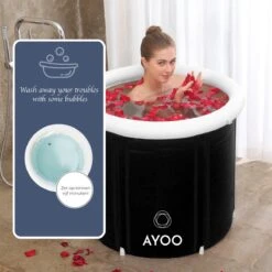 AYOO® Zitbad - Opblaasbaar Bad - Opvouwbaar Bad - IJsbad - Badkuip - Zitbad Voor Volwassenen - Bathtub - Zitbaden - Bath Bucket - Wim Hof Methode - Inclusief Voetpomp - Zwart -Badkamerartikelen Winkel 1200x1200 952