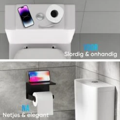 Strex WC Rolhouder Met Plankje - Zwart - Zelfklevend / Boren / Zonder Boren - Toiletrolhouder - WC Papier Houder 17 Strex WC Rolhouder Met Plankje - Zwart - Zelfklevend / Boren / Zonder Boren - Toiletrolhouder - WC Papier Houder -Badkamerartikelen Winkel 1200x1200 97