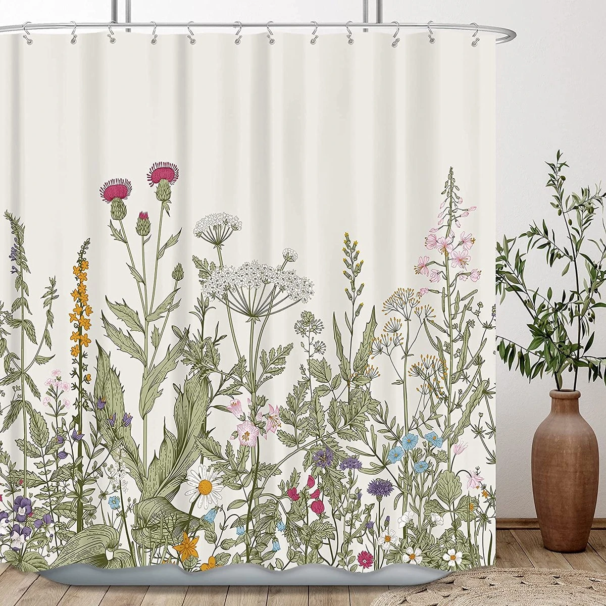 3BMT Douchegordijn Design - Bloemen - 180 X 200 Cm - Met Ringen 4 3BMT Douchegordijn Design - Bloemen - 180 X 200 Cm - Met Ringen - Afbeelding 4