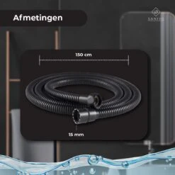 Doucheslang 150 Cm Chroom Zwart – Metaal – Anti-knik – Draaiaansluiting -Badkamerartikelen Winkel 1200x1200 985