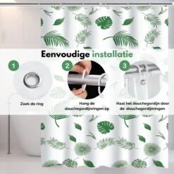 VAIVE Douchegordijn Groen 180x200 - Anti Schimmel - Douchegordijnen - Ringen -Badkamerartikelen Winkel 1200x1200 994