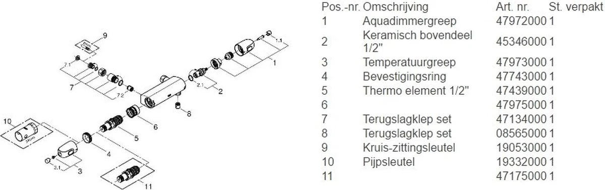 GROHE Grohtherm 1000 New Thermostatische Douchekraan - EcoJoy® - 12cm - Zonder Koppelingen - Chroom - 34147003 12 GROHE Grohtherm 1000 New Thermostatische Douchekraan - EcoJoy® - 12cm - Zonder Koppelingen - Chroom - 34147003 - Afbeelding 12