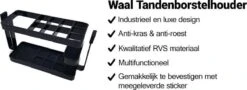 Merkloos Waal Tandenborstel Houder - Tandenborstel Doosje - Tandenborstel Koker - Zwart - RVS - Staand Of Zelfklevend -Badkamerartikelen Winkel 1200x436