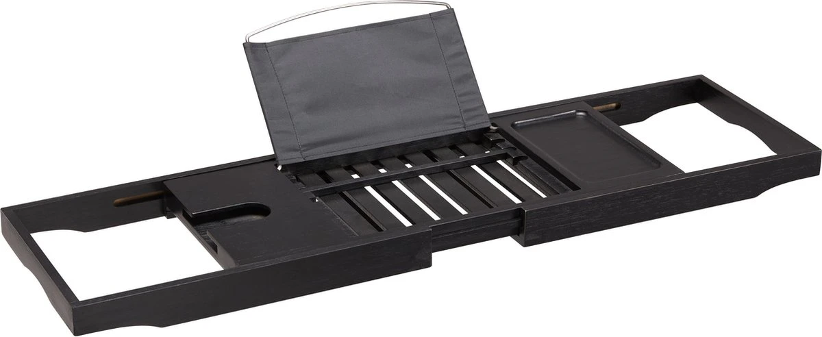 ACAZA Badrekje - Uitschuifbare Bamboe Bad Brug (Min 70 Cm - Max 105cm) - Verstelbare Plank Voor In Bad Met Tablet Houder - Zwart 1 ACAZA Badrekje - Uitschuifbare Bamboe Bad Brug (Min 70 Cm - Max 105cm) - Verstelbare Plank Voor In Bad Met Tablet Houder - Zwart