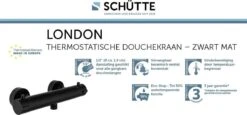 SCHÜTTE London Thermostatische Douchekraan - Hartafstand 120 Mm - Zwart Mat -Badkamerartikelen Winkel 1200x558