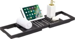 ACAZA Badrekje - Uitschuifbare Bamboe Bad Brug (Min 70 Cm - Max 105cm) - Verstelbare Plank Voor In Bad Met Tablet Houder - Zwart 7 ACAZA Badrekje - Uitschuifbare Bamboe Bad Brug (Min 70 Cm - Max 105cm) - Verstelbare Plank Voor In Bad Met Tablet Houder - Zwart -Badkamerartikelen Winkel 1200x622