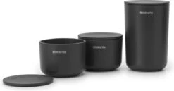 Brabantia ReNew Opbergpotjes - 3-delig - Dark Grey -Badkamerartikelen Winkel 1200x625