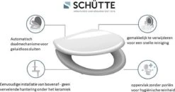 SCHÜTTE WC-Bril 82304 ANTHRAZIT - Duroplast - Soft Close - Afklikbaar - RVS-Scharnieren - Gelakt - Antraciet -Badkamerartikelen Winkel 1200x633 1