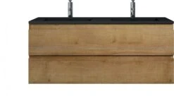Badkamermeubel Angela 120cm Eiken - Badmeubel Met Zwarte Wastafel -Badkamerartikelen Winkel 1200x660 1