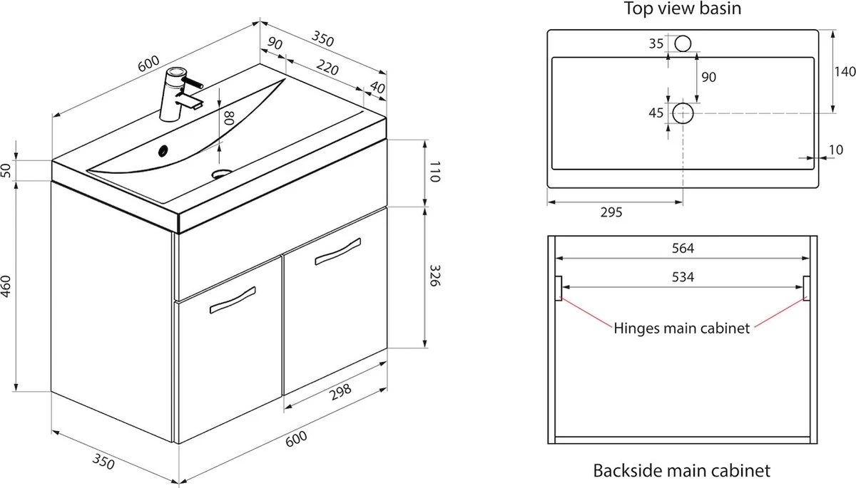 Badplaats Badkamermeubel Set Montreal 60 Cm X 35 Cm - Grijs Eiken - Badmeubel Met Spiegel En Zijkast 2 Badplaats Badkamermeubel Set Montreal 60 Cm X 35 Cm - Grijs Eiken - Badmeubel Met Spiegel En Zijkast - Afbeelding 2