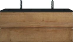 Badkamermeubel Angela 120cm Eiken - Badmeubel Met Zwarte Wastafel -Badkamerartikelen Winkel 1200x689