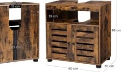 Nancy's Gaboury Badkamermeubel - Wastafelonderkast - Uitsparing - Open Vak - Openslaande Deuren - Industrieel - Bruin - Zwart - Bewerkt Hout - 60 X 30 X 63 Cm -Badkamerartikelen Winkel 1200x721 2