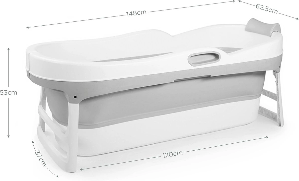 HelloBath Opvouwbaar Zitbad - Bath Bucket - 148cm - 220L - Extra Lang - Incl. Badkussen & Opberghoes 3 HelloBath Opvouwbaar Zitbad - Bath Bucket - 148cm - 220L - Extra Lang - Incl. Badkussen & Opberghoes - Afbeelding 3