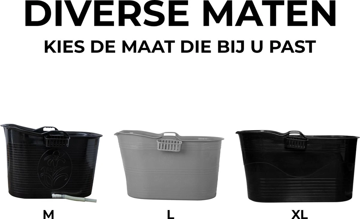 LIFEBATH - Zitbad Mira - Bath Bucket XL - 400L - Ligbad 122 Cm - Zwart 6 LIFEBATH - Zitbad Mira - Bath Bucket XL - 400L - Ligbad 122 Cm - Zwart - Afbeelding 6