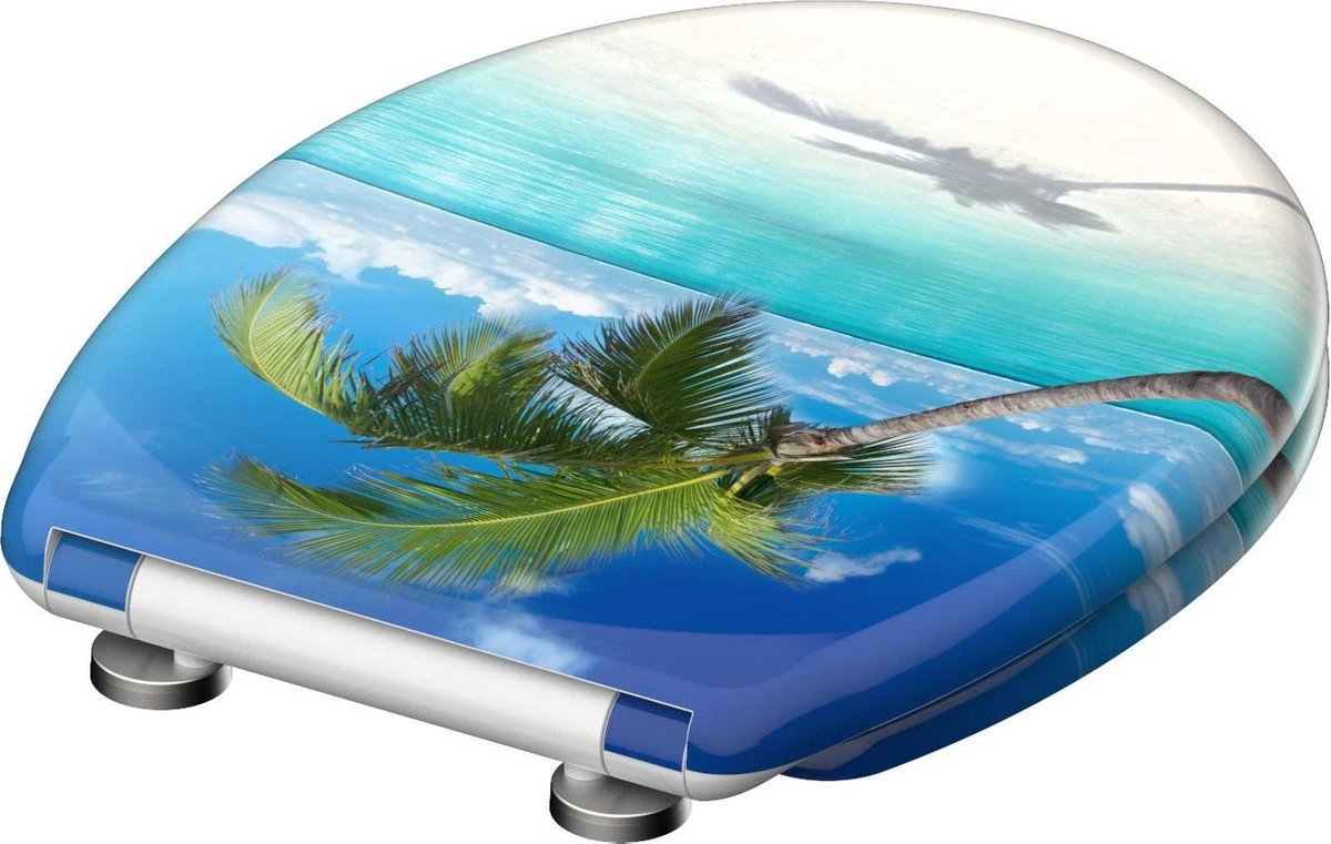 SCHÜTTE WC-Bril 82363 CARRIBEAN - Duroplast - Soft Close - Afklikbaar - RVS-Scharnieren - Decor - 3-zijdige Print 3 SCHÜTTE WC-Bril 82363 CARRIBEAN - Duroplast - Soft Close - Afklikbaar - RVS-Scharnieren - Decor - 3-zijdige Print - Afbeelding 3