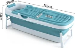 Livista® - Opvouwbaar XXL Bad - Blauw - Zitbad - Inklapbaar - Bath Bucket - 158 CM LANG - XXL - Incl. Onderwater LED Lichten En Rugkussen -Badkamerartikelen Winkel 1200x770