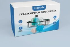 Ogoods Telescopisch Doucherek Inclusief 4 Manden - Zwart - Badkamerrek - Zonder Boren - In Hoogte Verstelbaar - Opbergsysteem -Badkamerartikelen Winkel 1200x805