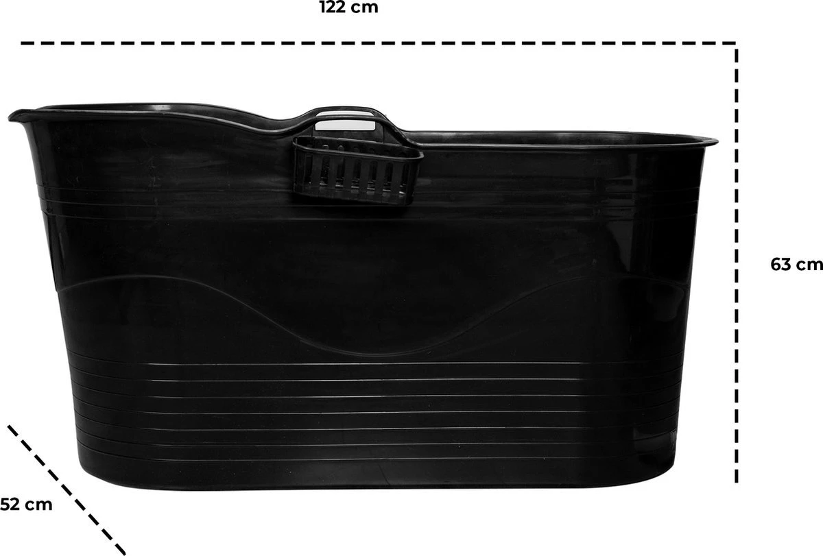 LIFEBATH - Zitbad Mira - Bath Bucket XL - Inclusief Hoofdkussen - 400L - Ligbad 122 Cm - Zwart 4 LIFEBATH - Zitbad Mira - Bath Bucket XL - Inclusief Hoofdkussen - 400L - Ligbad 122 Cm - Zwart - Afbeelding 4