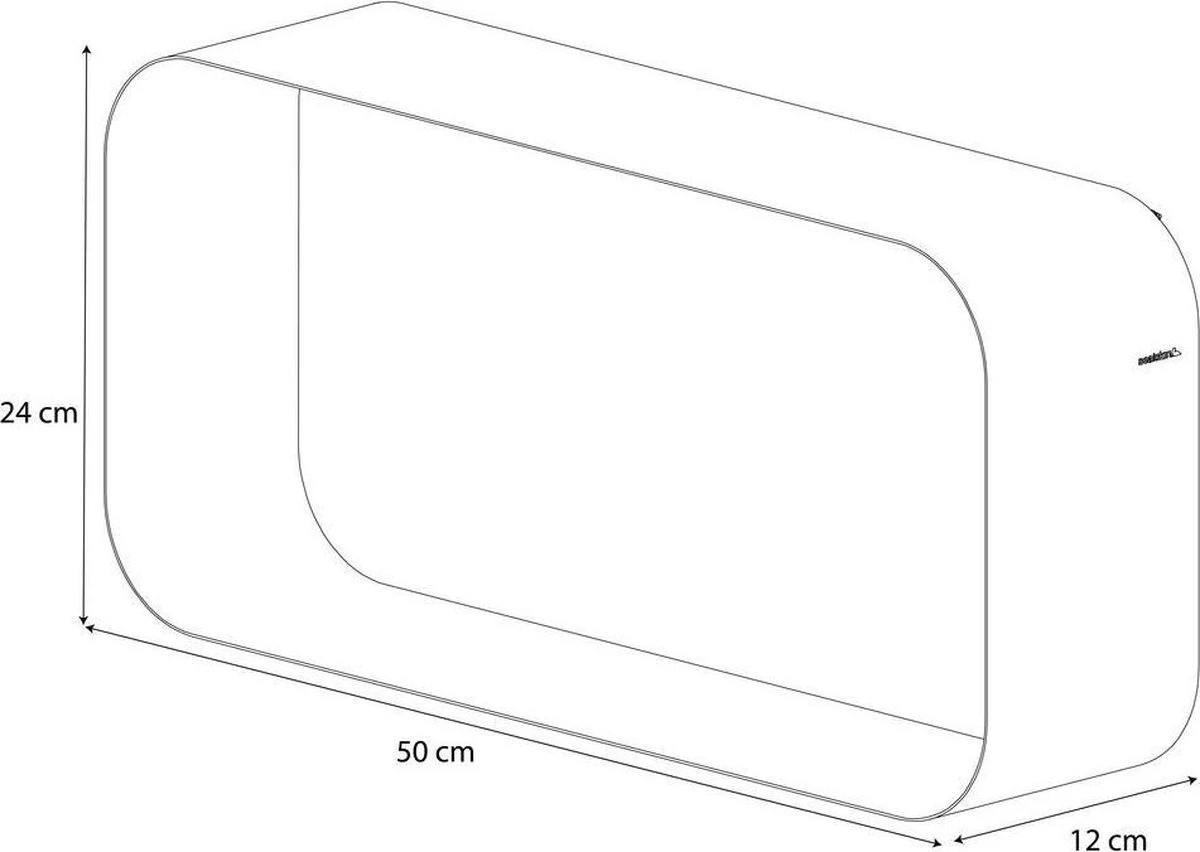 Sealskin Brix - Wandkubus Wandelement Wandrek - 12x50x24 Cm - Metaal - Zwart 8 Sealskin Brix - Wandkubus Wandelement Wandrek - 12x50x24 Cm - Metaal - Zwart - Afbeelding 8