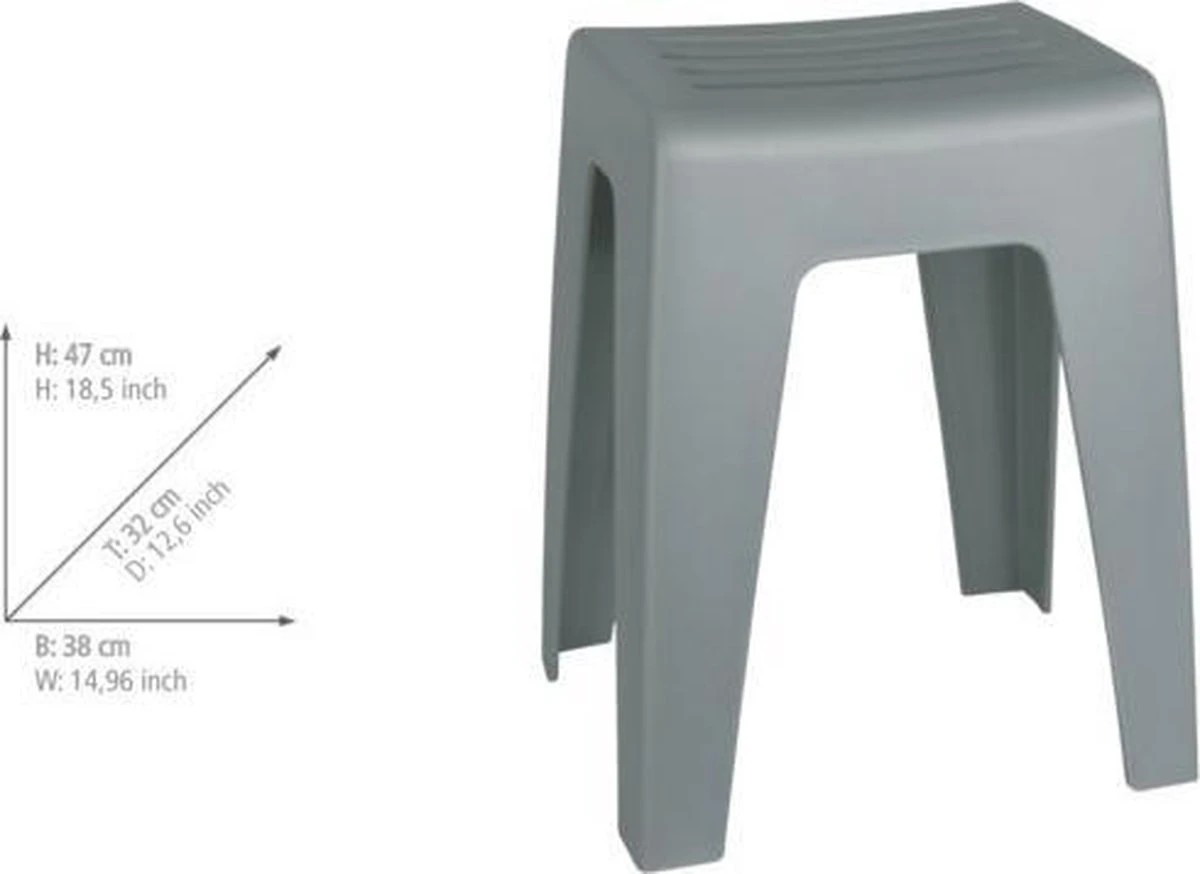 WENKO Badkamerkruk Kumba 38x47cm In Grijs Kunststof - Douchekruk 3 WENKO Badkamerkruk Kumba 38x47cm In Grijs Kunststof - Douchekruk - Afbeelding 3