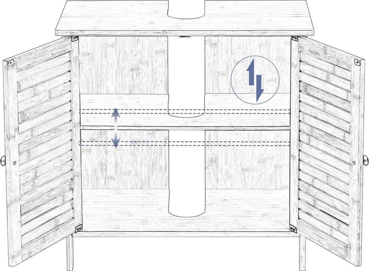 Kamyra® Badkamermeubel Bamboe - Badkamerkast, Wastafelmeubel, Onderkast Wastafel - 60x30x60 Cm - Bamboe 7 Kamyra® Badkamermeubel Bamboe - Badkamerkast, Wastafelmeubel, Onderkast Wastafel - 60x30x60 Cm - Bamboe - Afbeelding 7