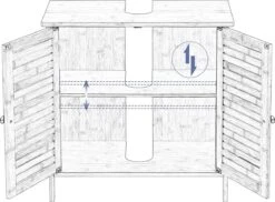 Merkloos Badkamerkast - Ondermeubel Wastafel - Handdoeken Kast - Opbergruimte - Opbergkast Badkamer - Wastafel Onderkast - Hout - Bamboe -Badkamerartikelen Winkel 1200x882 4