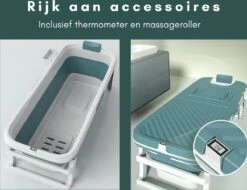 Livista® - Opvouwbaar Bad - Blauw - Zitbad - Inklapbaar - Bath Bucket - 150 CM LANG - XL - Incl. Thermometer & Onderwater LED Lichten -Badkamerartikelen Winkel 1200x922