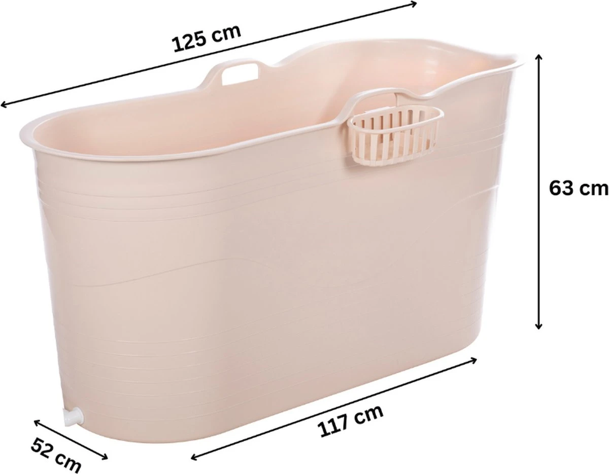 HelloBath® - Bath Bucket - XL - 125 Cm - Brazilian Sand - Zitbad - Ligbad (Verzending In Doos) - Incl. Badplank En Kraantje 11 HelloBath® - Bath Bucket - XL - 125 Cm - Brazilian Sand - Zitbad - Ligbad (Verzending In Doos) - Incl. Badplank En Kraantje - Afbeelding 11