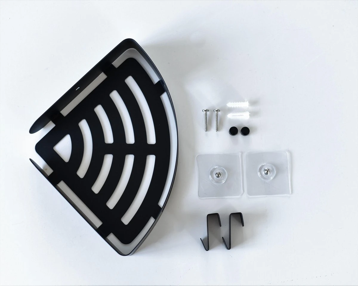 Doucherek Zonder Boren Badkamer Accessoires Zelfklevend | Douchemandje | Badrek | Douche Rek Zwart | Hoekrek Hangend | Blueplato® 7 Doucherek Zonder Boren Badkamer Accessoires Zelfklevend | Douchemandje | Badrek | Douche Rek Zwart | Hoekrek Hangend | Blueplato® - Afbeelding 7