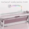 Livista® - Opvouwbaar Bad - Roze - Zitbad - Inklapbaar - Bath Bucket - 150 CM LANG - XL - Incl. Thermometer & Onderwater LED Lichten