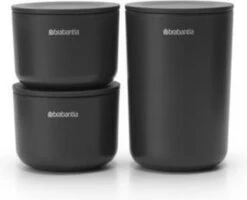 Brabantia ReNew Opbergpotjes - 3-delig - Dark Grey -Badkamerartikelen Winkel 1200x973 1