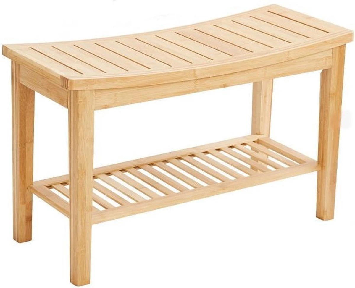 Merkloos Decopatent® Stevig Badkamerbankje - Handig Als Badkamerkruk - Bamboe Hout 7 Merkloos Decopatent® Stevig Badkamerbankje - Handig Als Badkamerkruk - Bamboe Hout - Afbeelding 7