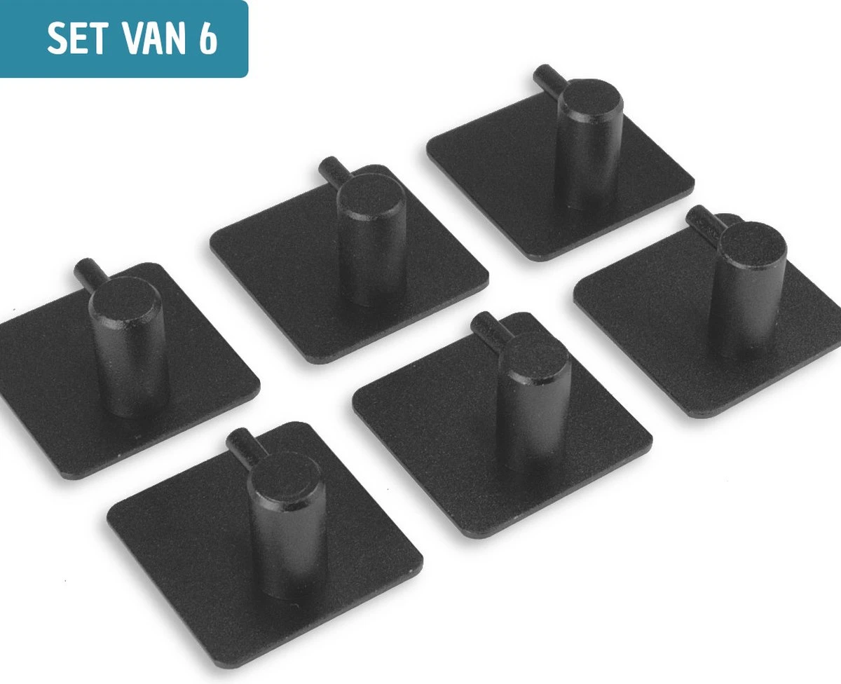 Vannons - Handdoekhaakjes - Zelfklevende Haakjes - Set Van 6 Haakjes - RVS - Zwart 1 Vannons - Handdoekhaakjes - Zelfklevende Haakjes - Set Van 6 Haakjes - RVS - Zwart