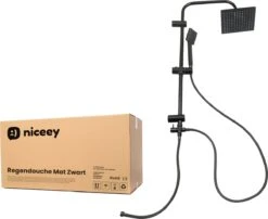 Niceey Doucheset - Regendouche - Handdouche - Verstelbaar - Vierkant - Mat Zwart -Badkamerartikelen Winkel 1200x982 2
