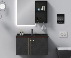 Aquathof, Zeepdispenser, Mat Zwart, 3 Kamer, 3 Reservoirs, 3x350ml, Hangend, Wandmontage -Badkamerartikelen Winkel 1200x988