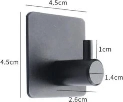 Plakhaakjes - Handdoekhaakjes - Ophanghaak - Wandhaak - Vaatdoekhouder - Zelfklevend - RVS - Zwart -Badkamerartikelen Winkel 1200x997