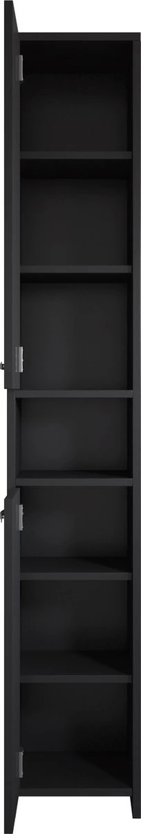 Badplaats Badkamerkast Nemo 32 Cm X 29 Cm X 167 Cm - Zwart Hoogglans - Staande Kolomkast Met Twee Deuren 4 Badplaats Badkamerkast Nemo 32 Cm X 29 Cm X 167 Cm - Zwart Hoogglans - Staande Kolomkast Met Twee Deuren - Afbeelding 4