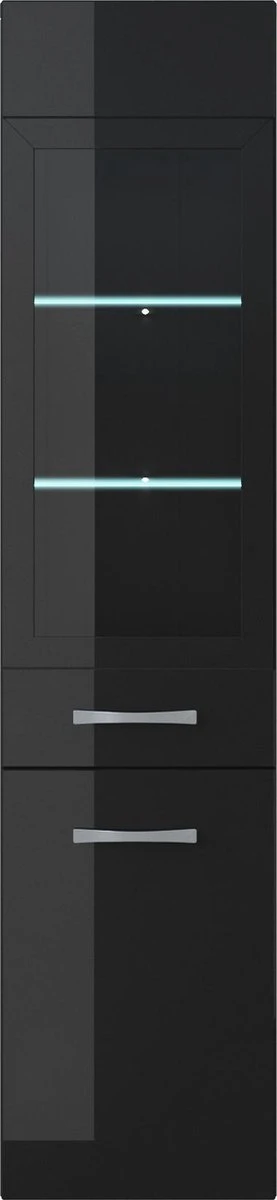 Badplaats Badkamerkast Rio 30 X 30 X 131 Cm - Zwart Hoogglans - Hangende Kolomkast Met 2 Deuren 2 Badplaats Badkamerkast Rio 30 X 30 X 131 Cm - Zwart Hoogglans - Hangende Kolomkast Met 2 Deuren - Afbeelding 2