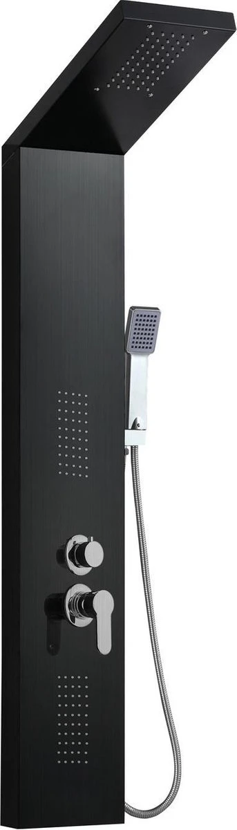 Badplaats Douchepaneel Aras - Zwart - Regendouche Met Mengkraan En Douchekop 1 Badplaats Douchepaneel Aras - Zwart - Regendouche Met Mengkraan En Douchekop