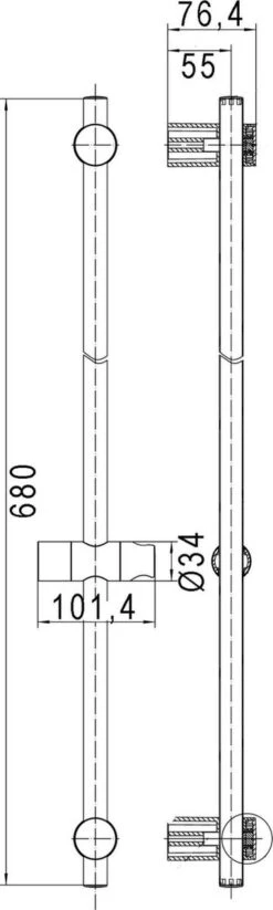 Ben Elan - Glijstang - Ronde Douchestang Voor Handdouche - 68cm - Chroom -Badkamerartikelen Winkel 360x1200 1