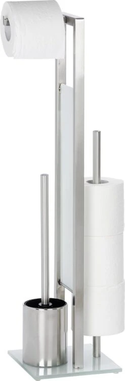 WENKO Toiletbutler Rivalta RVS Mat - Toiletborstel Met Houder, Toiletrolhouder En Reserverolhouder -Badkamerartikelen Winkel 395x1200
