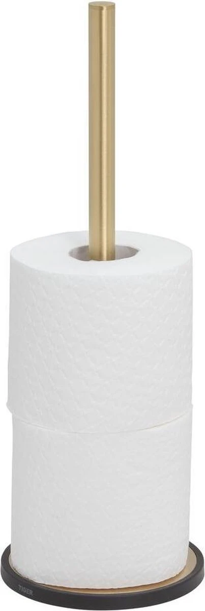 Tiger Tune - Reserverolhouder Vrijstaand - Messing Geborsteld / Zwart 1 Tiger Tune - Reserverolhouder Vrijstaand - Messing Geborsteld / Zwart