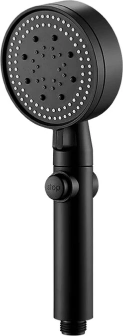 Merkloos Waterbesparende Douchekop - Handdouche - Regendouche - Met ECO STOP Knop - 5 Standen - ABS - Zwart -Badkamerartikelen Winkel 442x1200