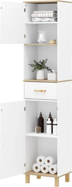 Kamyra® Scandinavisch Badkamermeubel - Badkamerkast, Wastafelmeubel, Opbergkast - Wit - 40x30x180 Cm - MDF -Badkamerartikelen Winkel 465x1200 3