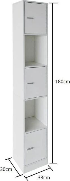 Kolomkast Badkamer - Opbergkast Badkamer Slaapkamer Of Hal - 180 Cm Hoog -Badkamerartikelen Winkel 466x1200 1