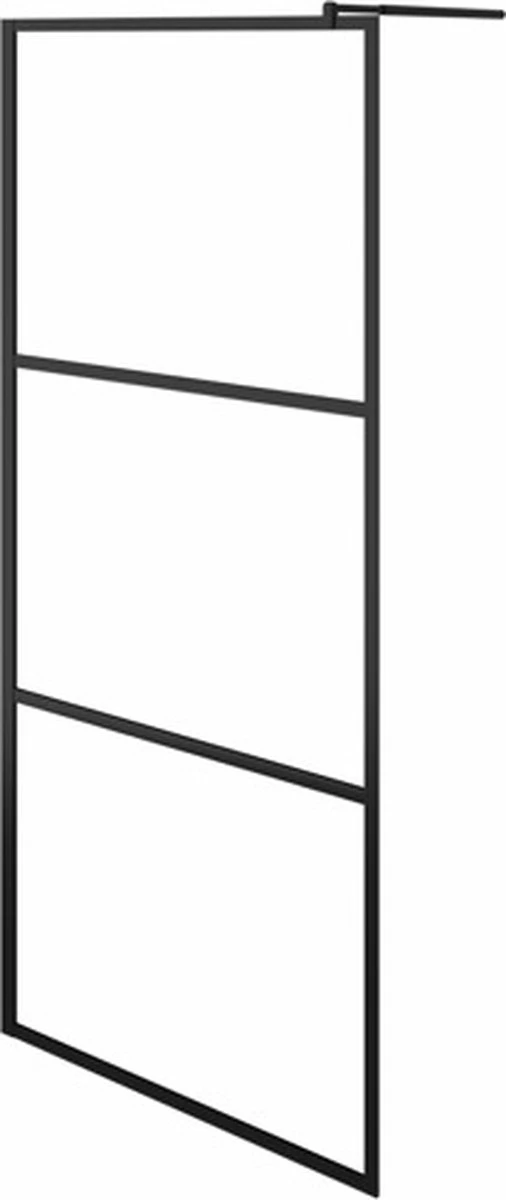 VidaXL Inloopdouchewand Transparant 90x195 Cm ESG-glas Zwart 1 VidaXL Inloopdouchewand Transparant 90x195 Cm ESG-glas Zwart