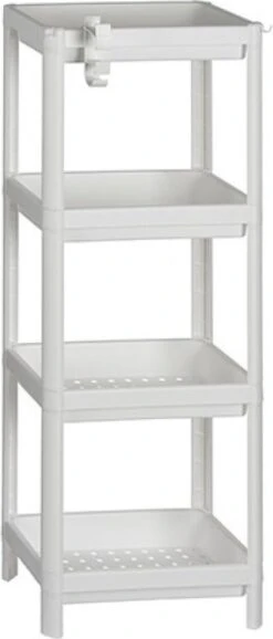 Badkamerrek/opbergkast Wit Kunststof 4-laags 36 X 23 X 100 Cm - Handdoeken En Toiletspullen Badkamerrekjes