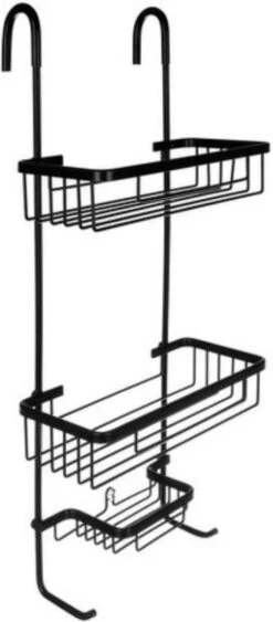 Recalma Doucherek 3 Laags - Monteren Zonder Boren - Zwart - Zuignap - Ook Voor Grote Flessen - Opbergrek Douche - 3 Etages