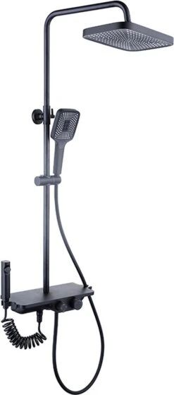 Regendoucheset - 30 Cm - Zwart - Thermostaatkraan, Handdouche & Sproeier